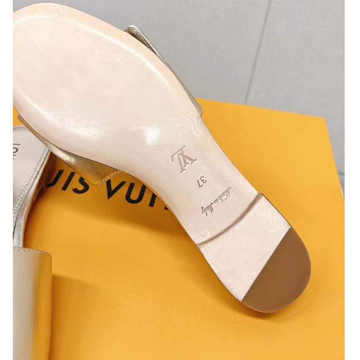 Louis Vuitton Women LV Shake Flat Mule Gold Metallic Lambskin Leather