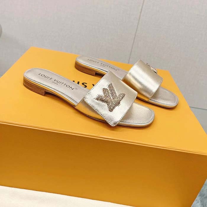 Louis Vuitton Women LV Shake Flat Mule Gold Metallic Lambskin Leather