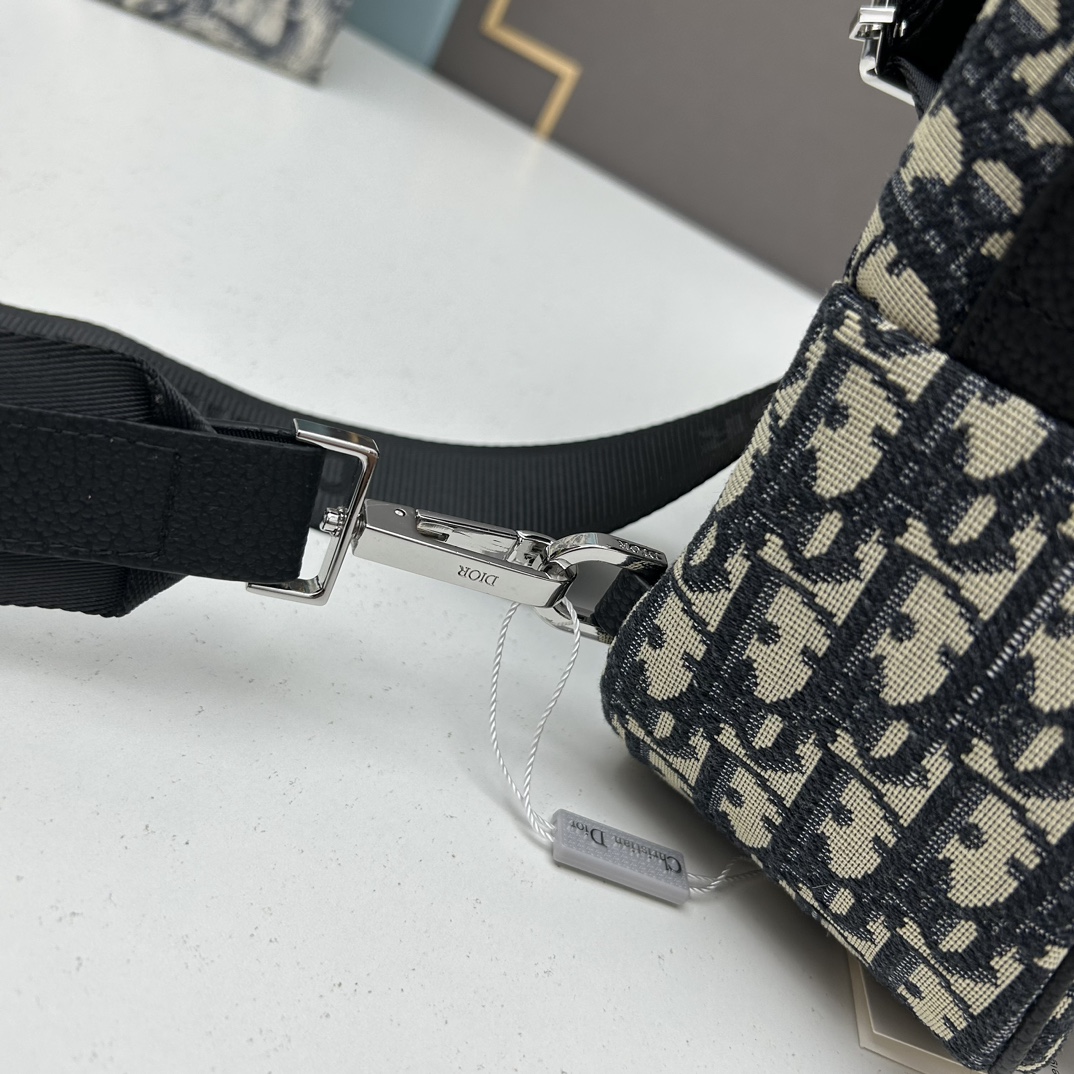 Dior Unisex CD Mini Rider Sling Bag Beige Black Dior Oblique Jacquard