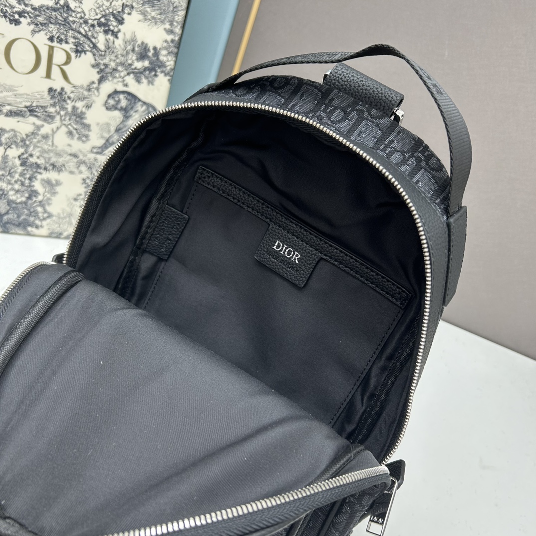 Dior Unisex CD Mini Rider Sling Bag Black Beige Dior Oblique Jacquard