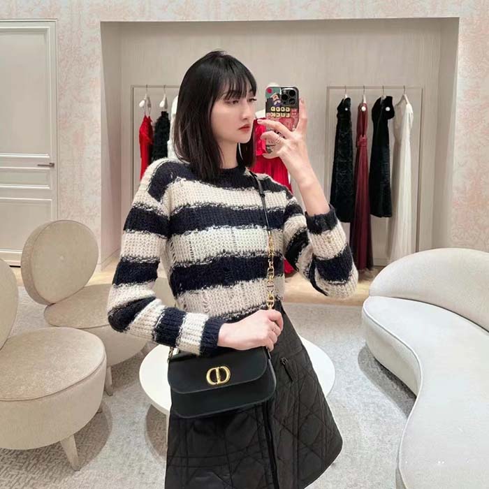 Dior Women CD 30 Montaigne Avenue Bag Black Box Calfskin