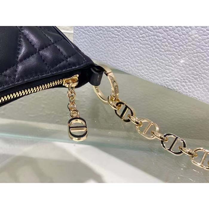 Dior Women CD Lounge Bag Black Supple Macrocannage Lambskin