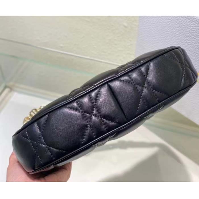 Dior Women CD Lounge Bag Black Supple Macrocannage Lambskin