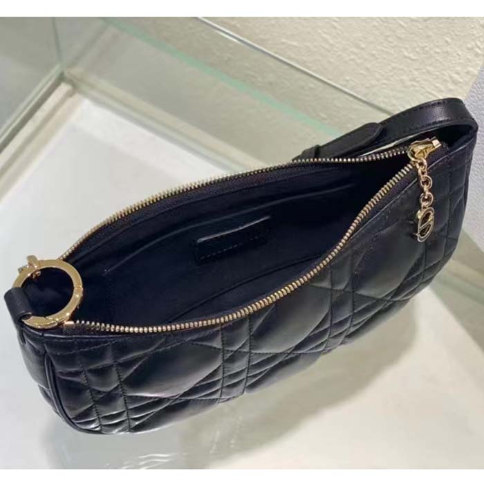 Dior Women CD Lounge Bag Black Supple Macrocannage Lambskin