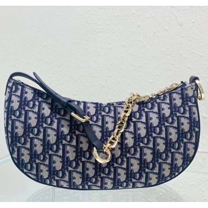 Dior Women CD Lounge Bag Blue Dior Oblique Jacquard