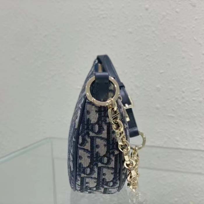 Dior Women CD Lounge Bag Blue Dior Oblique Jacquard