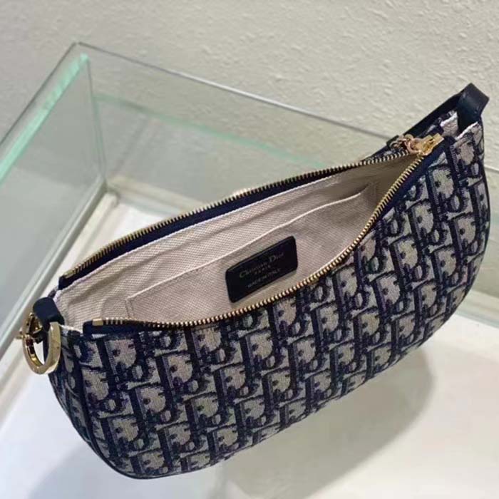 Dior Women CD Lounge Bag Blue Dior Oblique Jacquard