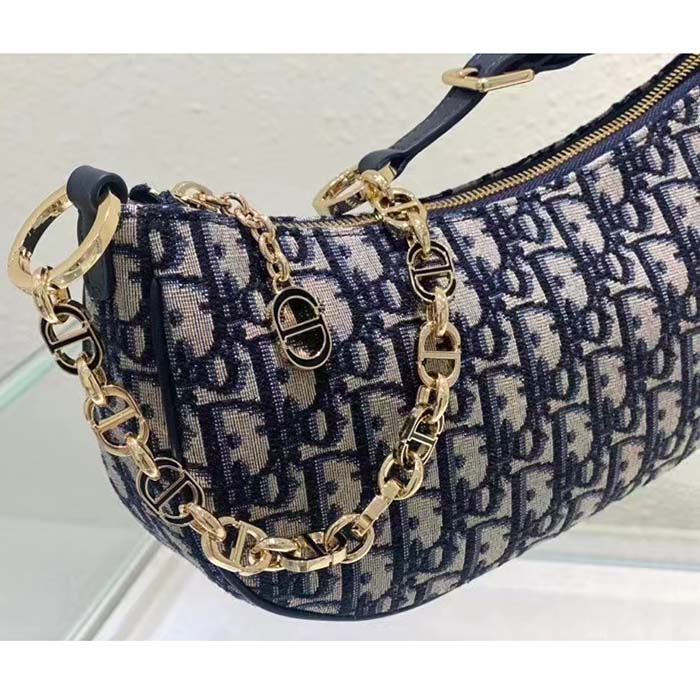 Dior Women CD Lounge Bag Blue Dior Oblique Jacquard