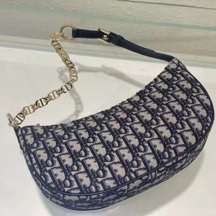 Dior Women CD Lounge Bag Blue Dior Oblique Jacquard