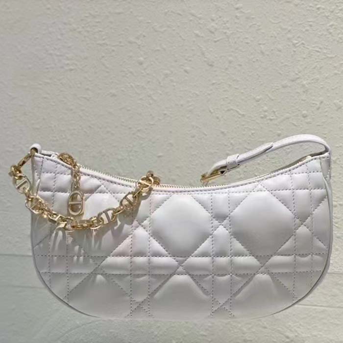 Dior Women CD Lounge Bag Latte Supple Macrocannage Lambskin