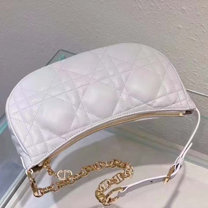 Dior Women CD Lounge Bag Latte Supple Macrocannage Lambskin