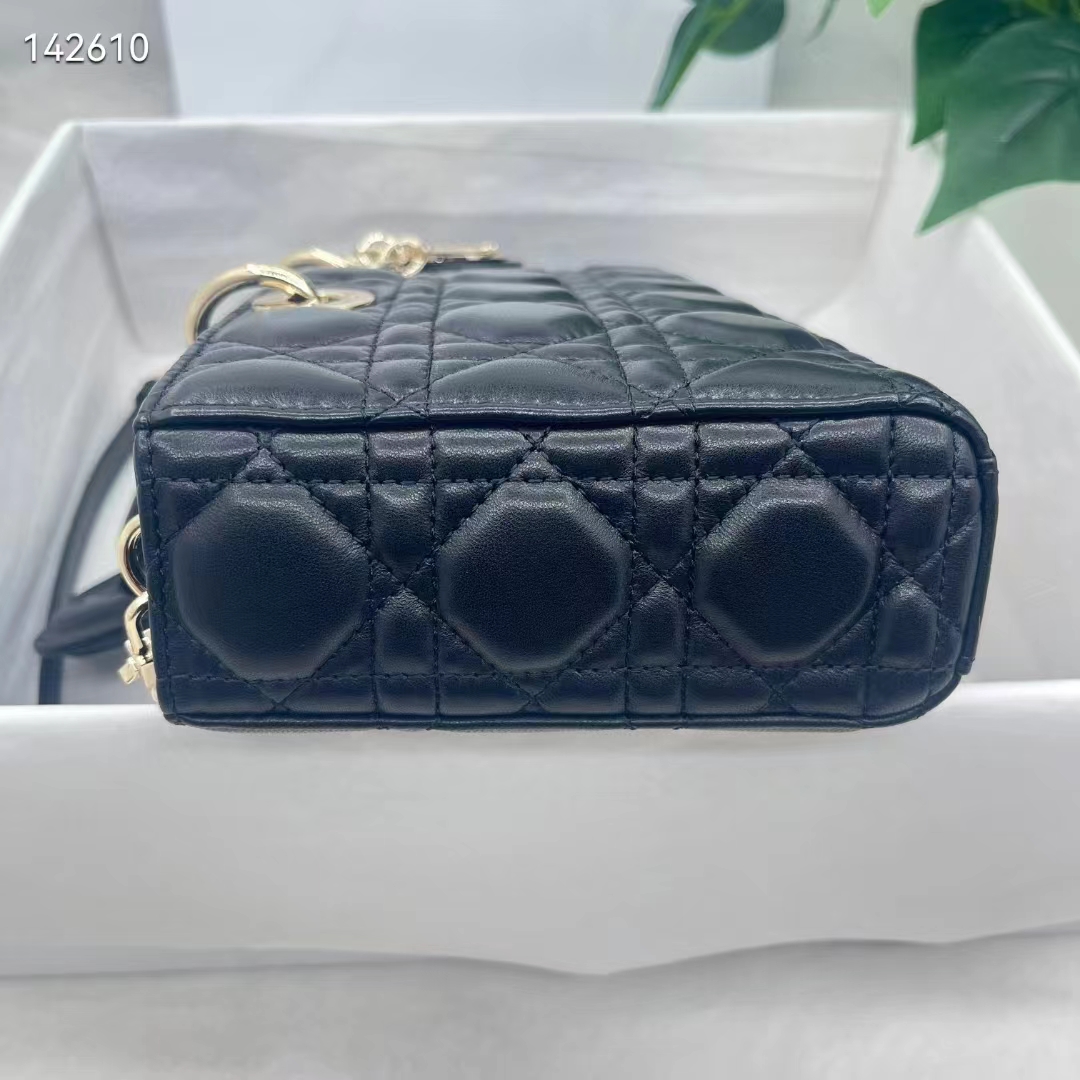 Dior Women CD Medium Lady D-Joy Bag Black Cannage Lambskin