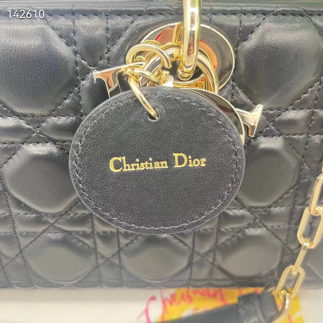Dior Women CD Medium Lady D-Joy Bag Black Cannage Lambskin