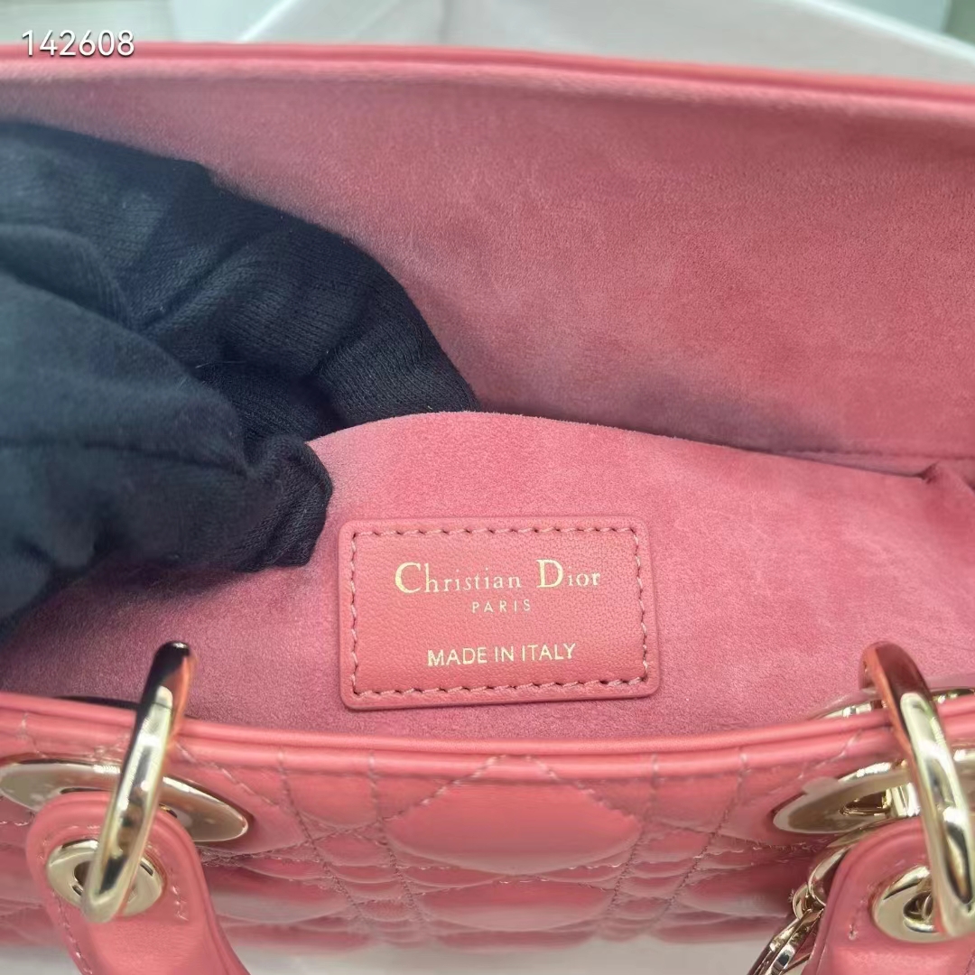 Dior Women CD Medium Lady D-Joy Bag Rust-Colored Cannage Lambskin