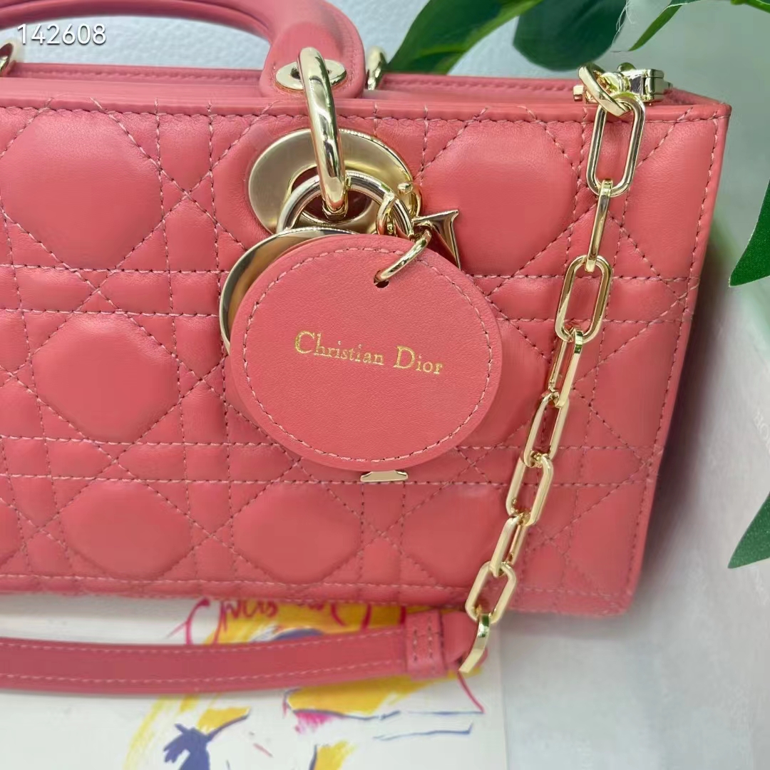 Dior Women CD Medium Lady D-Joy Bag Rust-Colored Cannage Lambskin