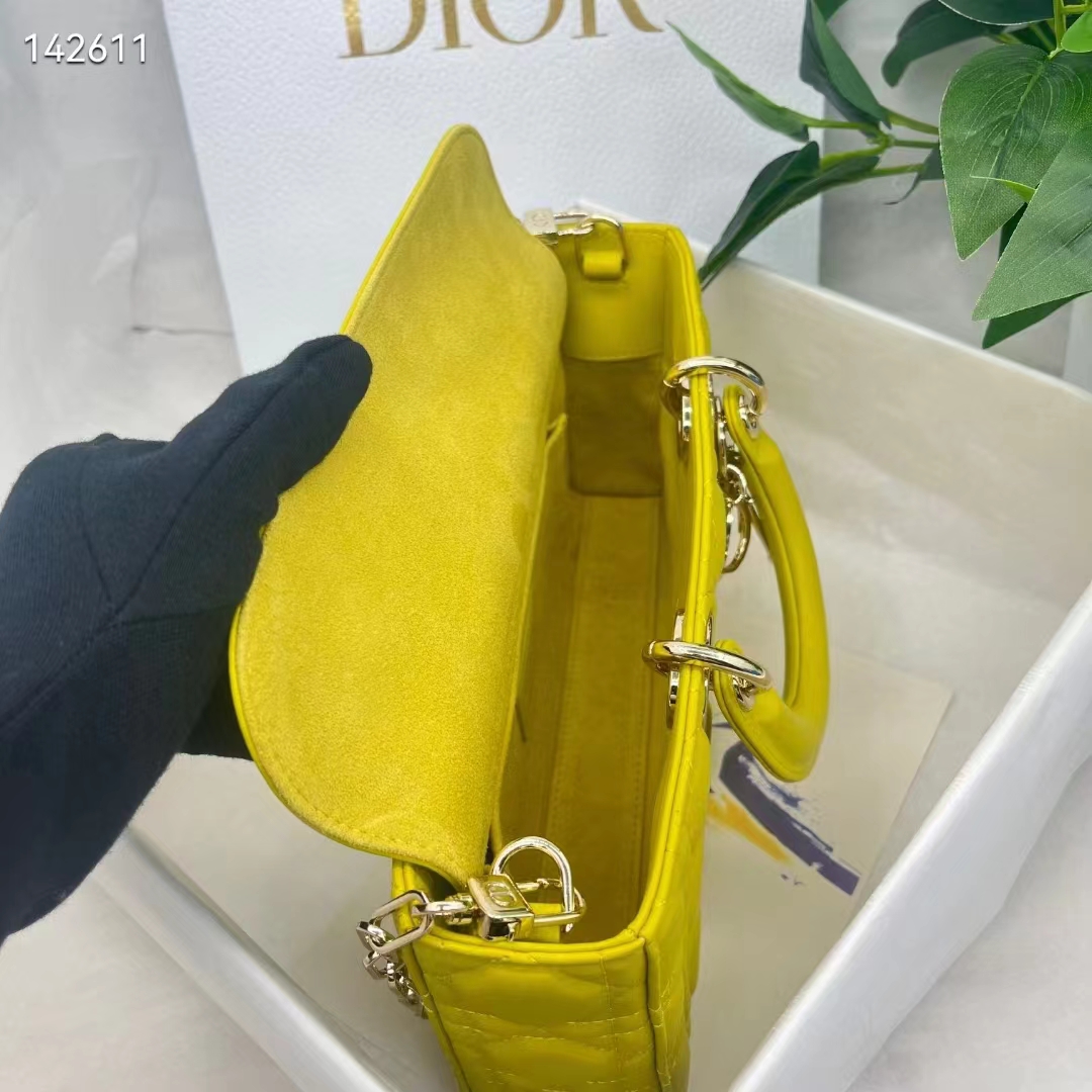 Dior Women CD Medium Lady D-Joy Bag Sage Green Cannage Lambskin
