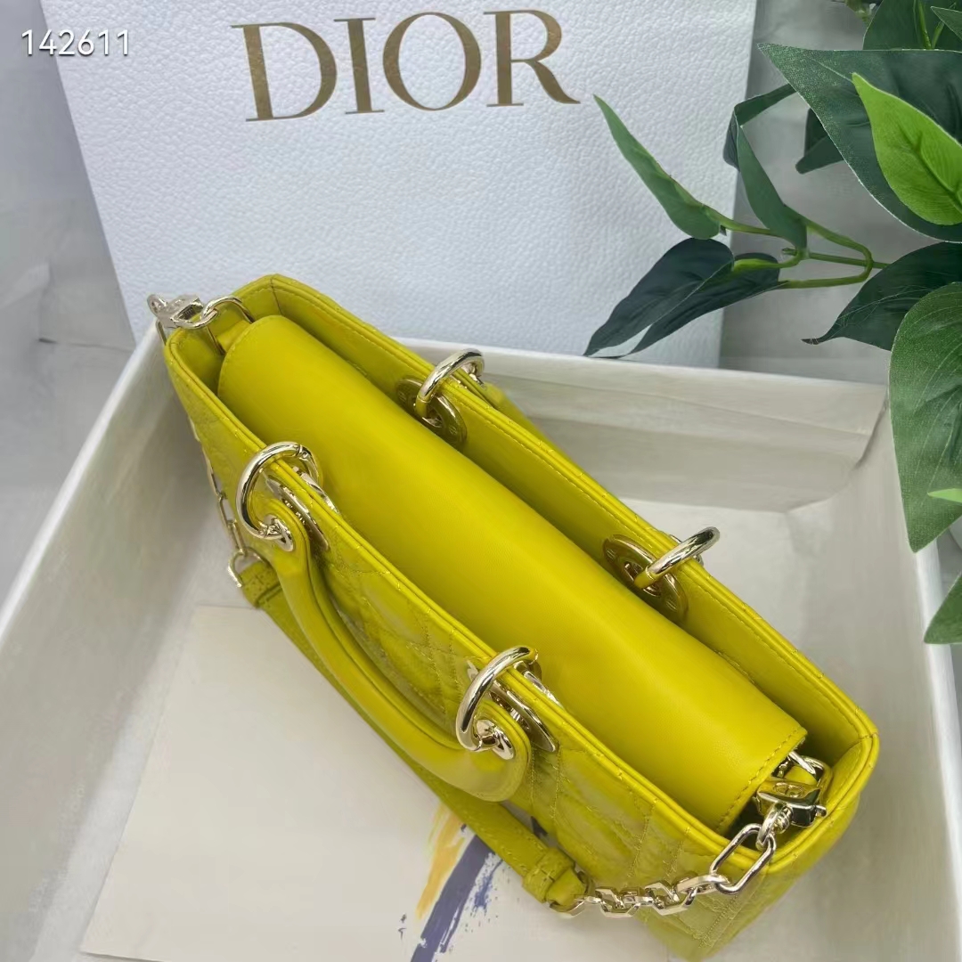 Dior Women CD Medium Lady D-Joy Bag Sage Green Cannage Lambskin