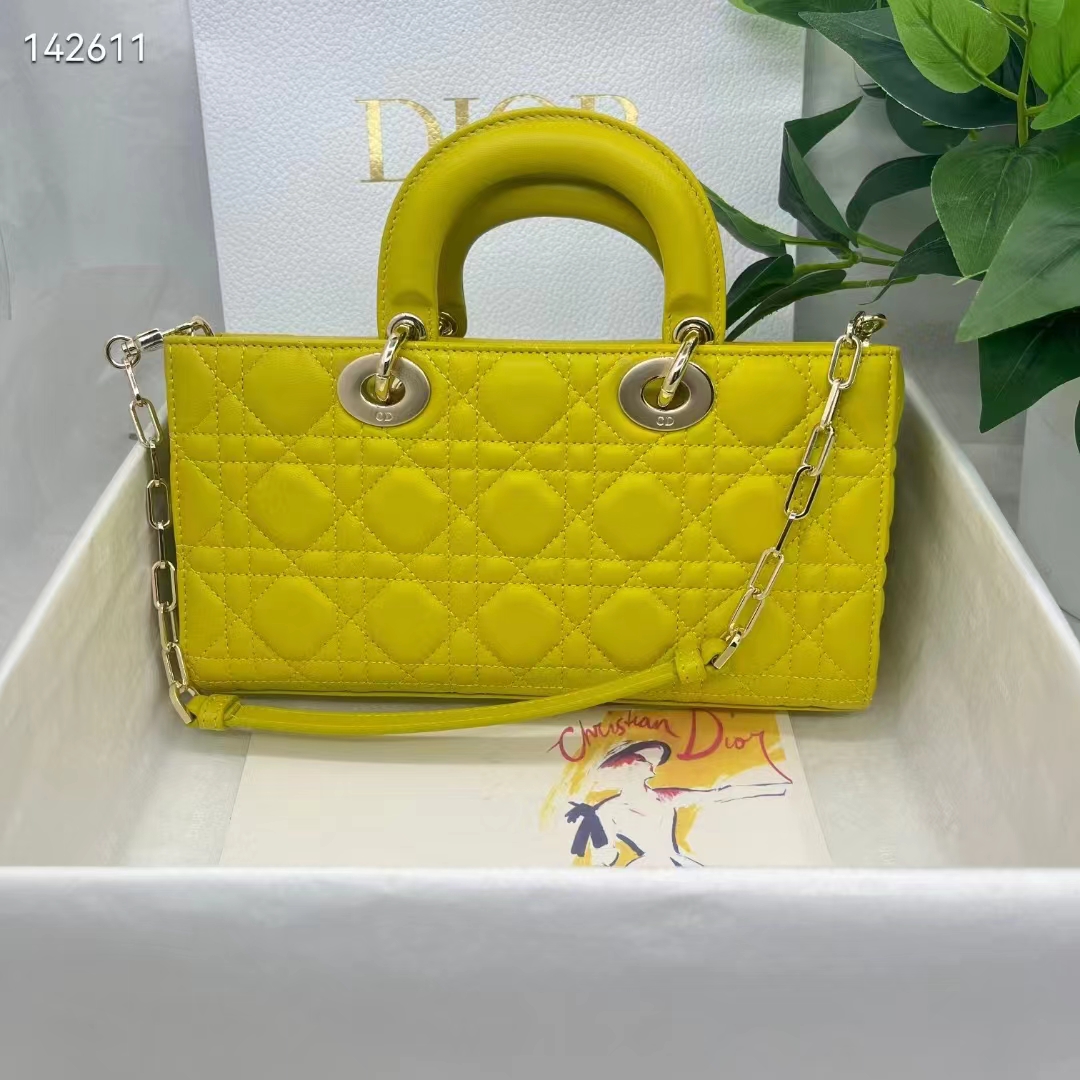 Dior Women CD Medium Lady D-Joy Bag Sage Green Cannage Lambskin