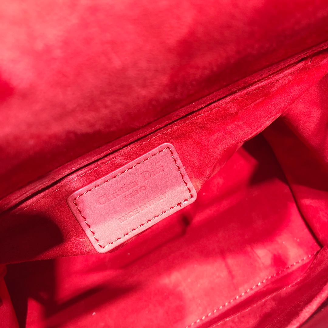 Dior Women CD Medium Lady Dior Bag Cherry Red Cannage Lambskin