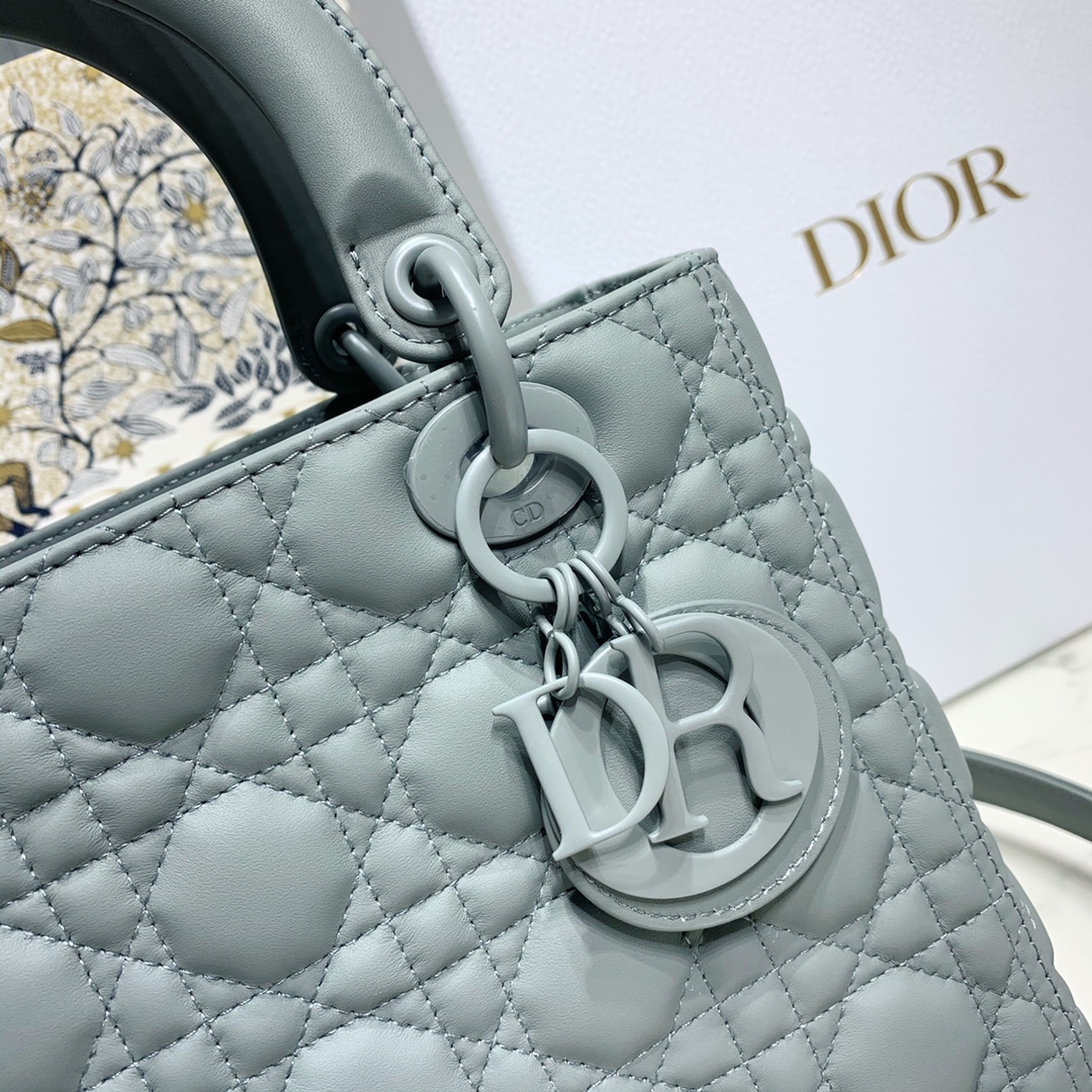 Dior Women CD Medium Lady Dior Bag Horizon Blue Cannage Lambskin