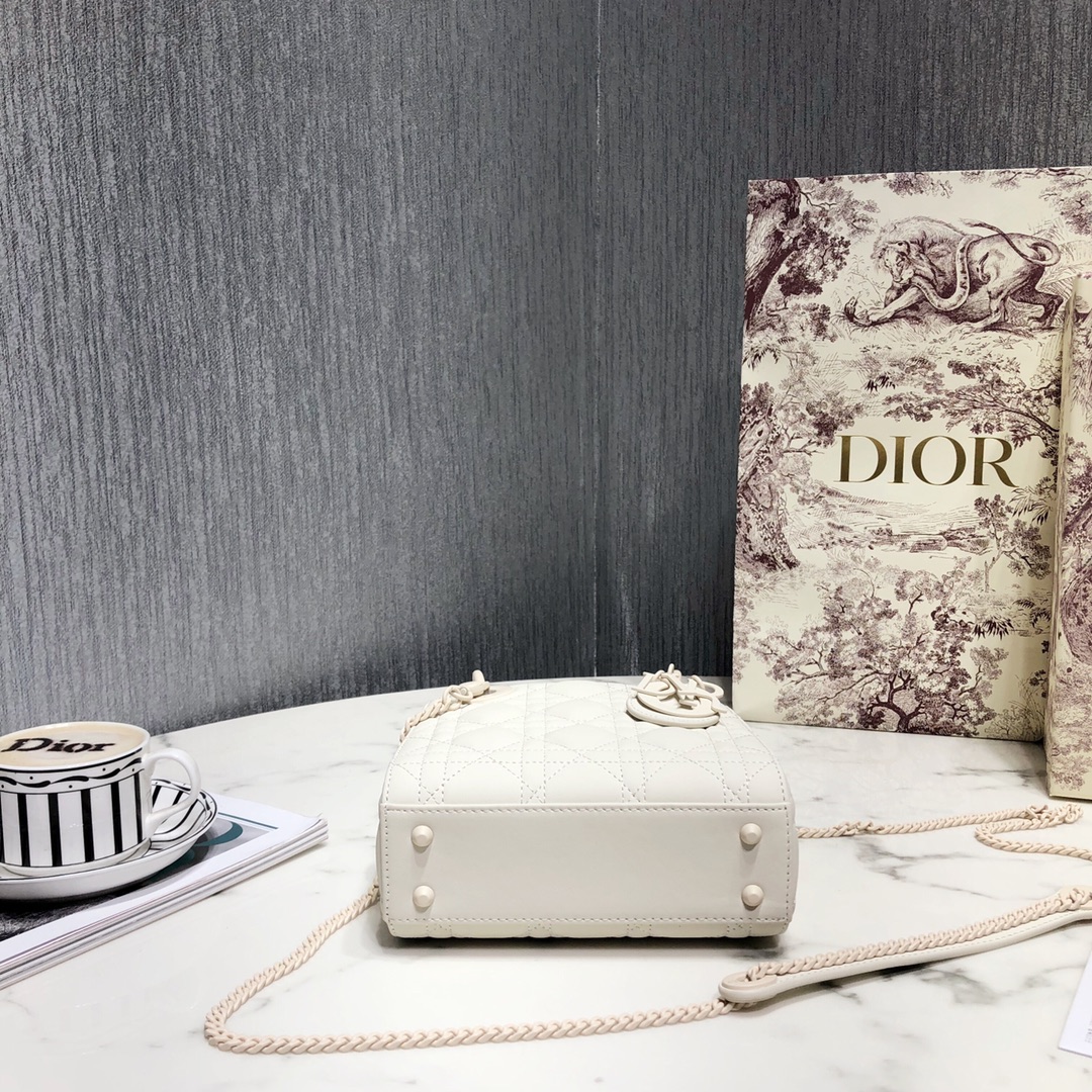 Dior Women CD Mini Lady Dior Bag Latte Cannage Lambskin