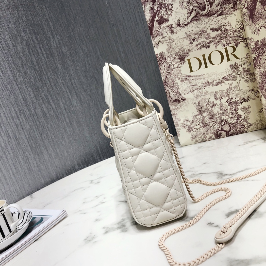 Dior Women CD Mini Lady Dior Bag Latte Cannage Lambskin