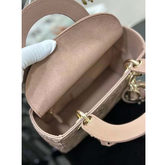 Dior Women CD Small Lady Dior My ABCDior Bag Pink Quilted-Effect Lambskin