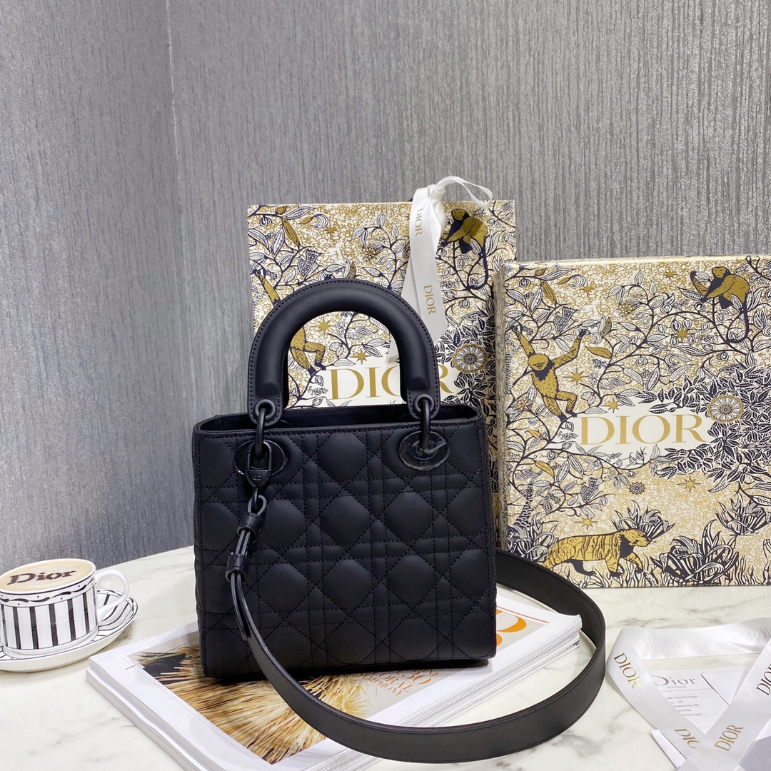 Dior Women Small Lady Dior My Abcdior Bag Black Ultramatte Cannage Calfskin