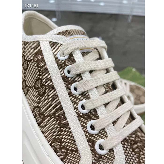 Gucci GG Women’s GG Sneaker Beige Ebony Original GG Canvas Flat 5 Cm Heel