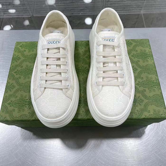 Gucci GG Women’s GG Sneaker White Original Canvas Flat 5 Cm Heel