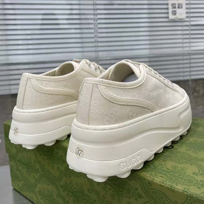 Gucci GG Women’s GG Sneaker White Original Canvas Flat 5 Cm Heel