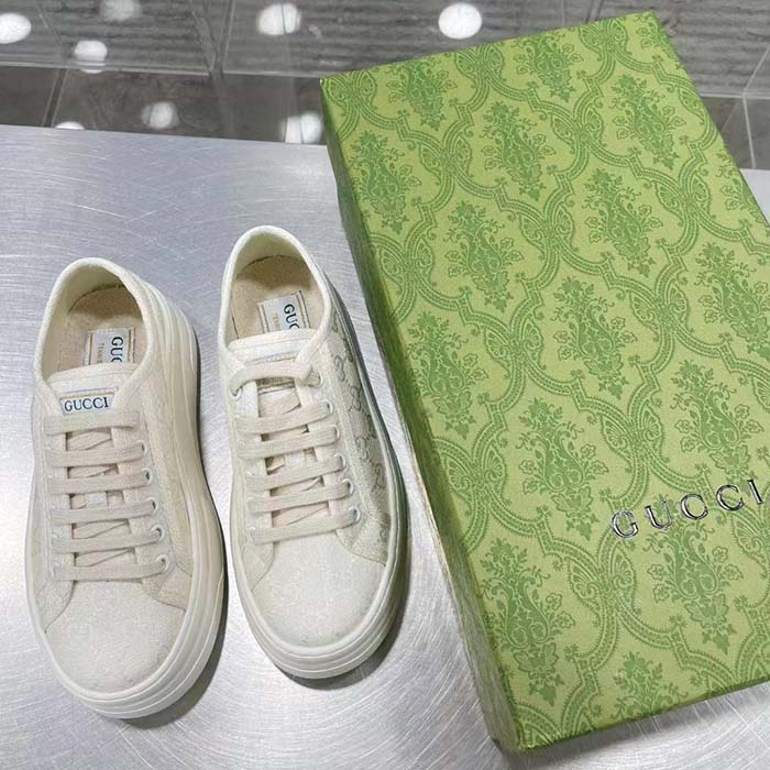 Gucci GG Women’s GG Sneaker White Original Canvas Flat 5 Cm Heel