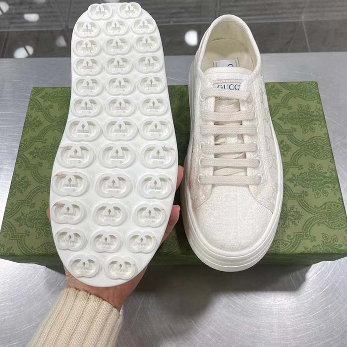 Gucci GG Women’s GG Sneaker White Original Canvas Flat 5 Cm Heel