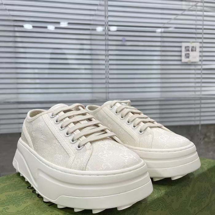 Gucci GG Women’s GG Sneaker White Original Canvas Flat 5 Cm Heel