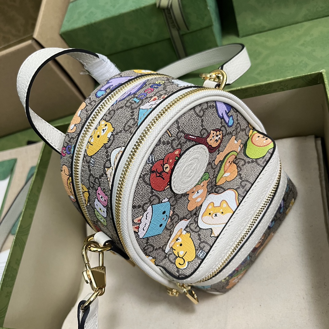 Gucci Unisex Animal Print Multi-Function Bag Beige Ebony GG Supreme Canvas