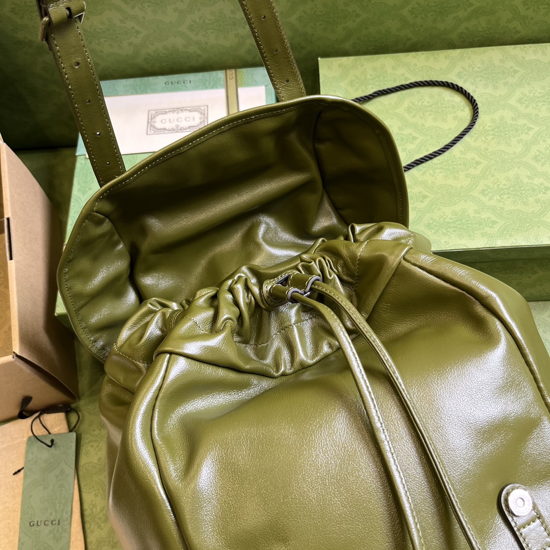 Gucci Unisex GG Backpack Tonal Double G Original GG Canvas Forest Green Leather