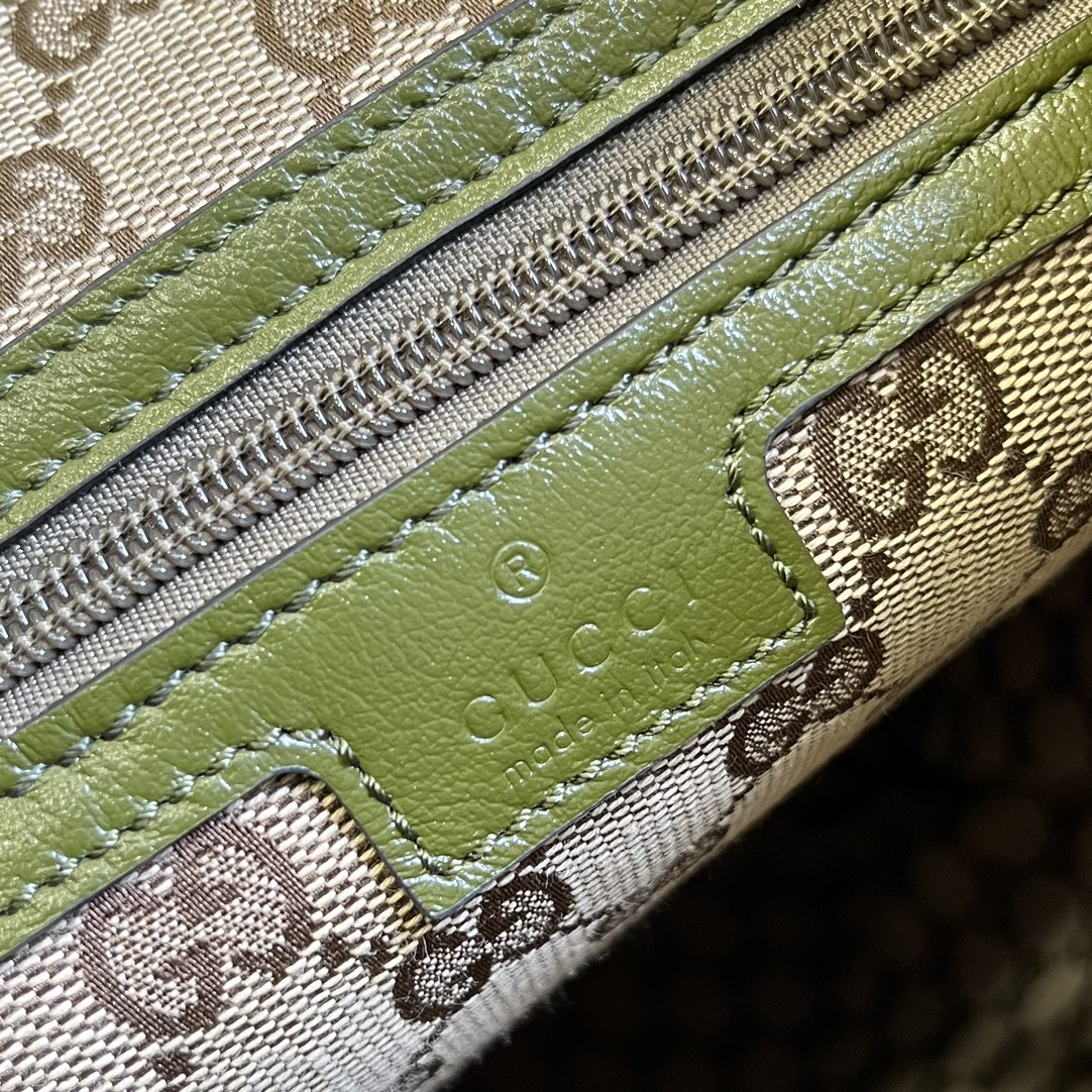 Gucci Unisex GG Backpack Tonal Double G Original GG Canvas Forest Green Leather