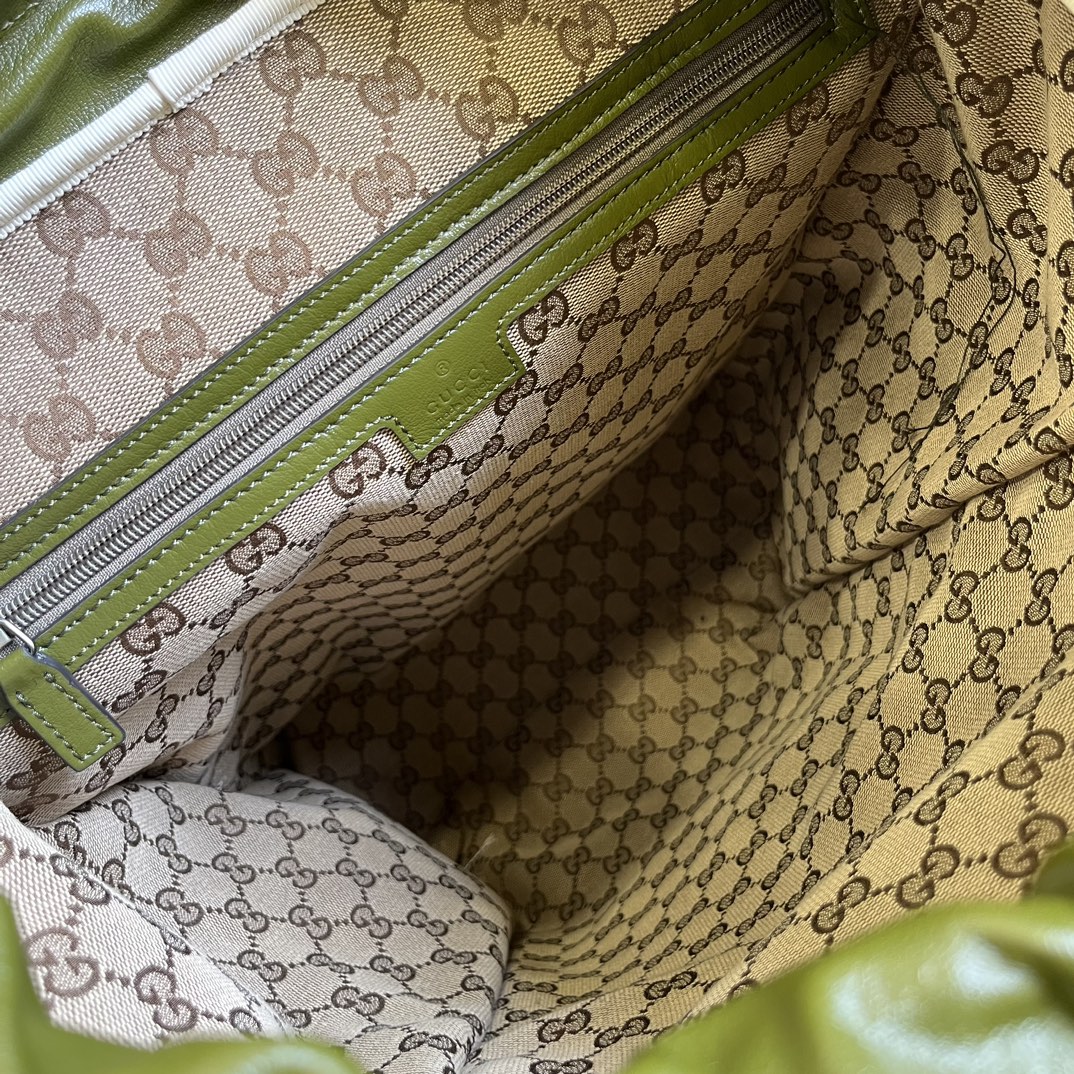 Gucci Unisex GG Backpack Tonal Double G Original GG Canvas Forest Green Leather