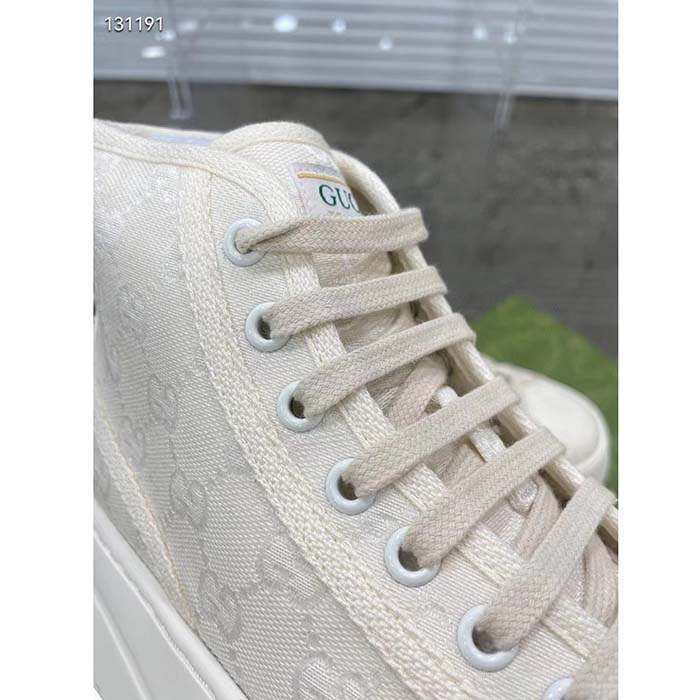 Gucci Unisex GG High Top Sneaker White Original GG Canvas Flat Interlocking G