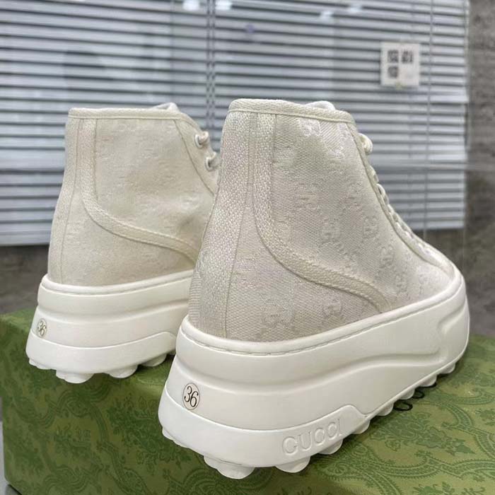 Gucci Unisex GG High Top Sneaker White Original GG Canvas Flat Interlocking G
