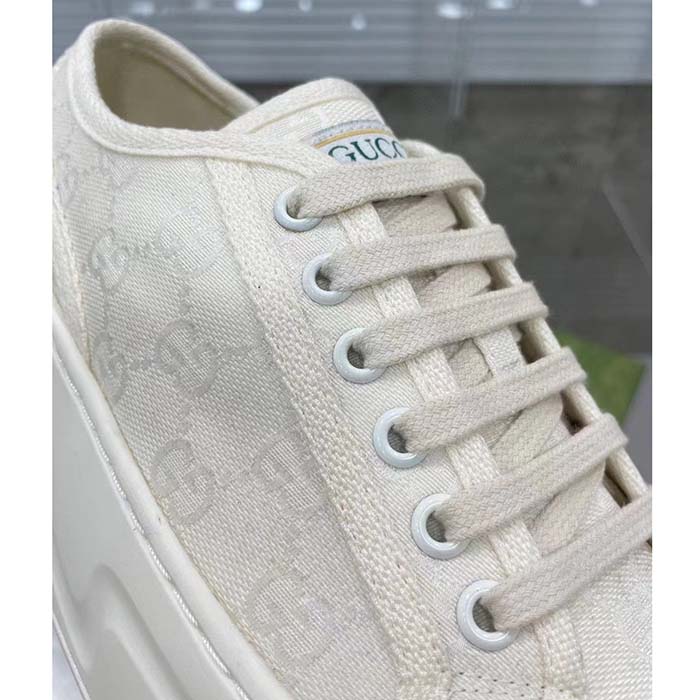 Gucci Unisex GG Sneaker White Original GG Canvas Flat Interlocking G 5 Cm Heel