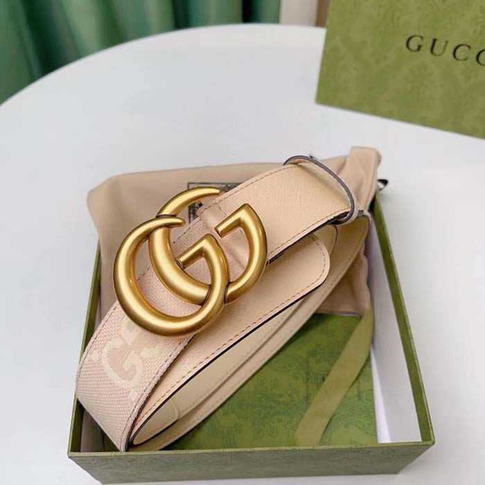 Gucci Unisex Marmont Jumbo GG Belt Beige Light Pink Jumbo GG Canvas