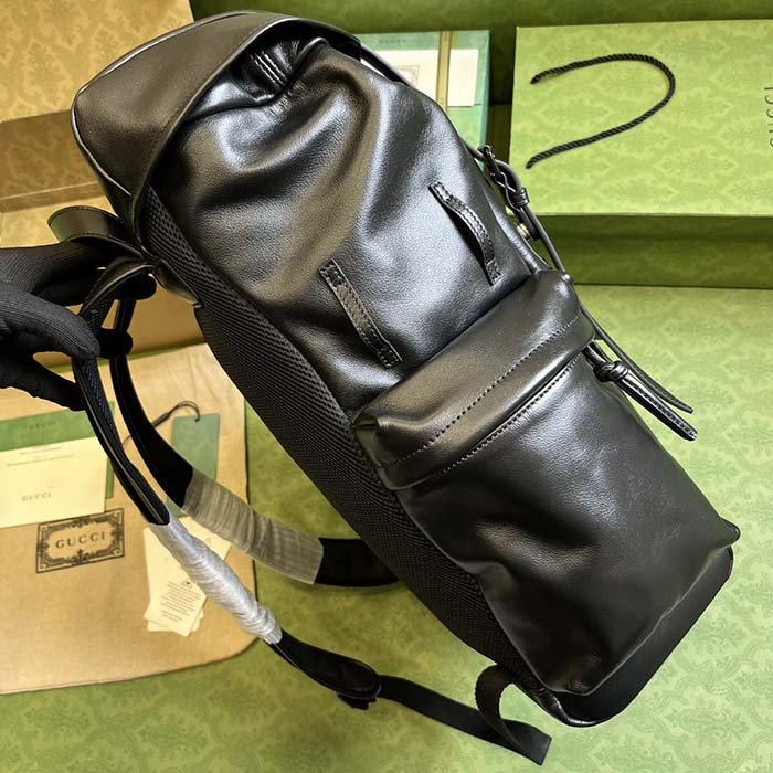 Gucci Unisex GG Backpack Tonal Double G Original GG Canvas Black Leather