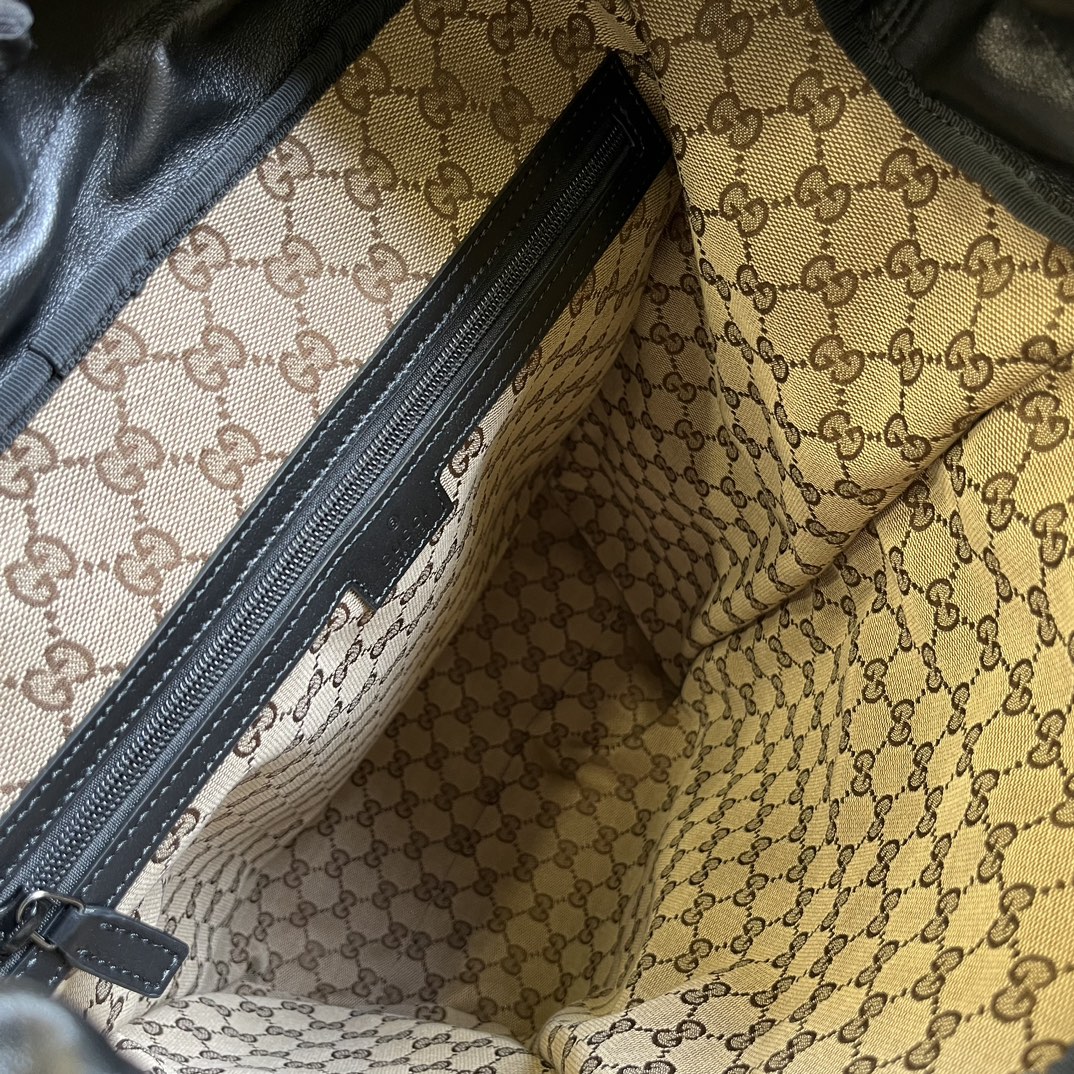 Gucci Unisex GG Backpack Tonal Double G Original GG Canvas Black Leather