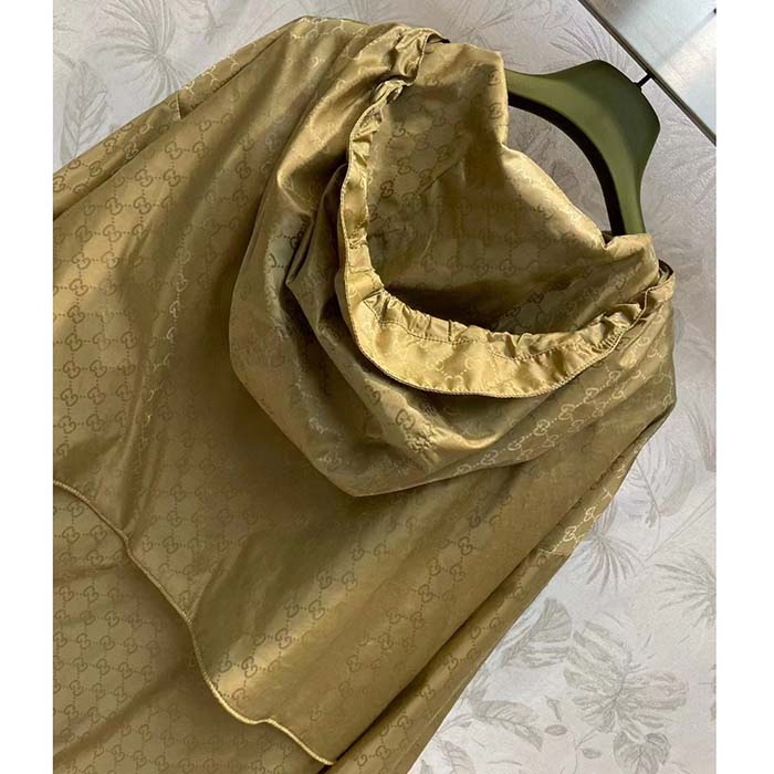 Gucci Men GG Hooded Jacket Light Camel GG Nylon Jacquard