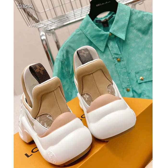 Louis Vuitton Women LV Archlight Sneaker Beige Monogram Denim Oversized Rubber Outsole