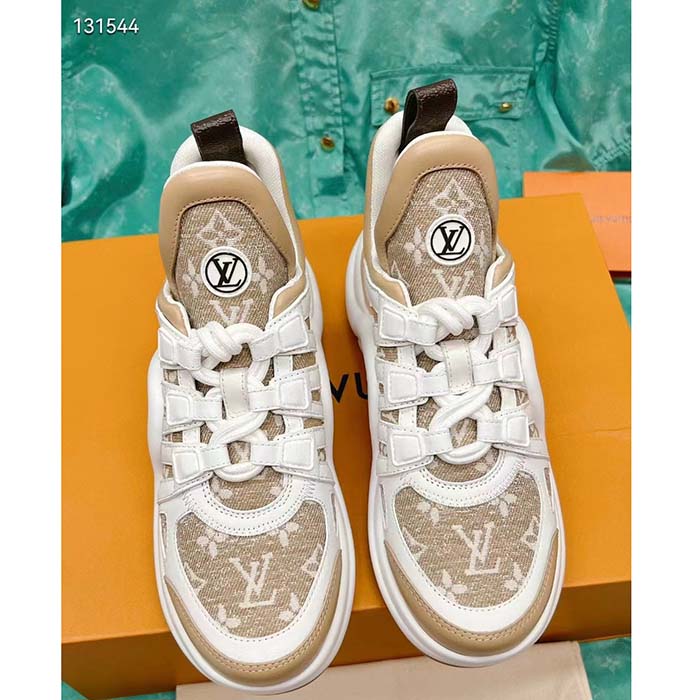 Louis Vuitton Women LV Archlight Sneaker Beige Monogram Denim Oversized Rubber Outsole