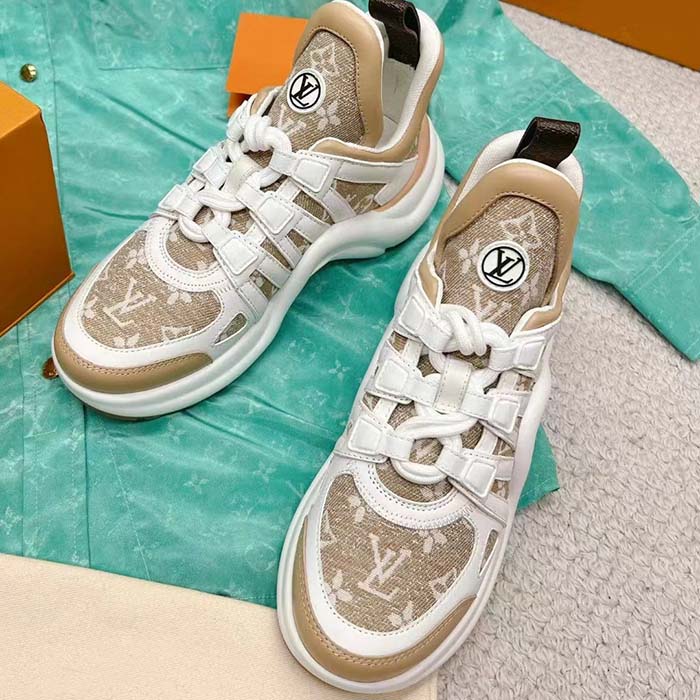 Louis Vuitton Women LV Archlight Sneaker Beige Monogram Denim Oversized Rubber Outsole