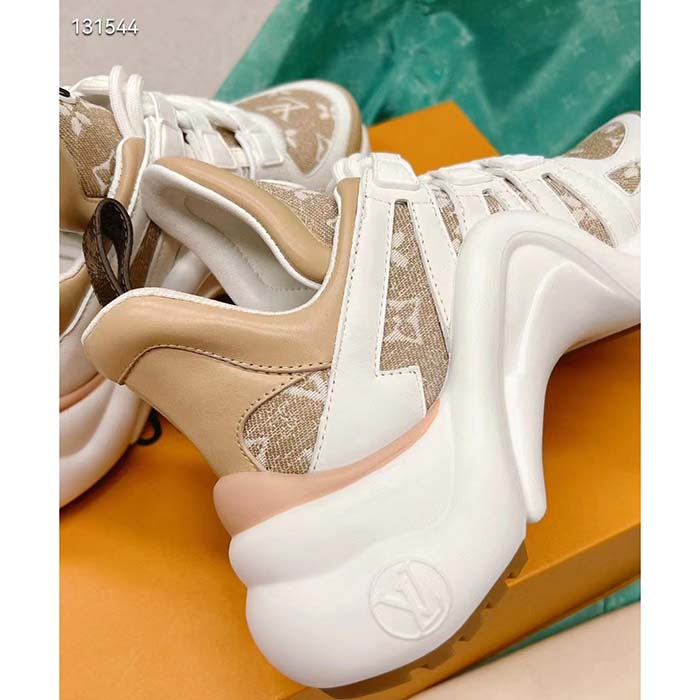 Louis Vuitton Women LV Archlight Sneaker Beige Monogram Denim Oversized Rubber Outsole