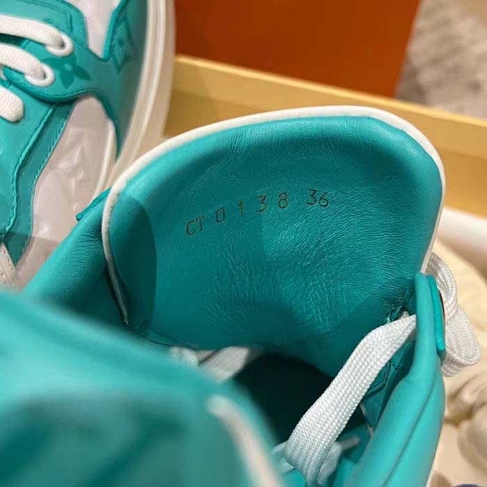 Louis Vuitton Women LV Time Out Sneaker Blue Calf Leather Colored Monogram Flowers